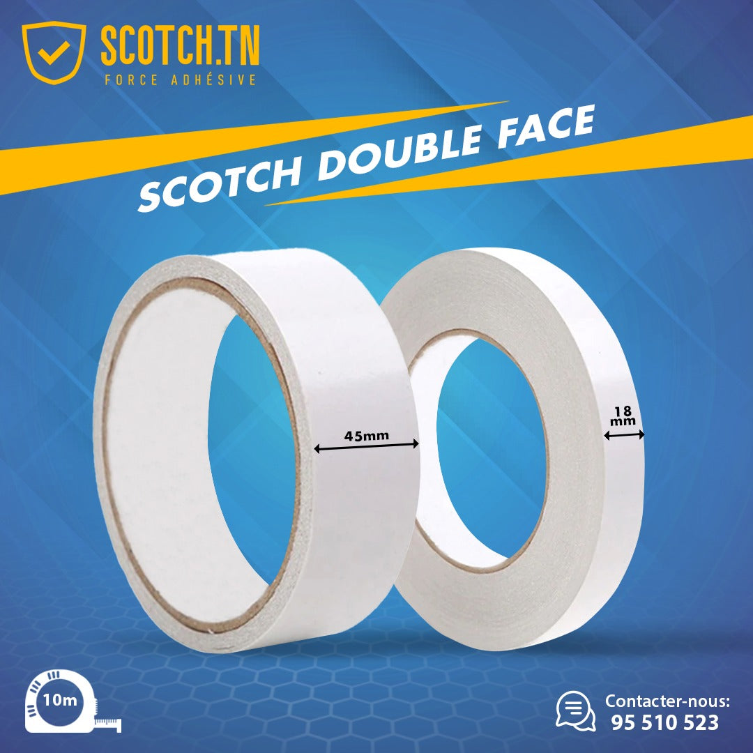 Ruban Adhésif Double Face 10m- Carton de 36