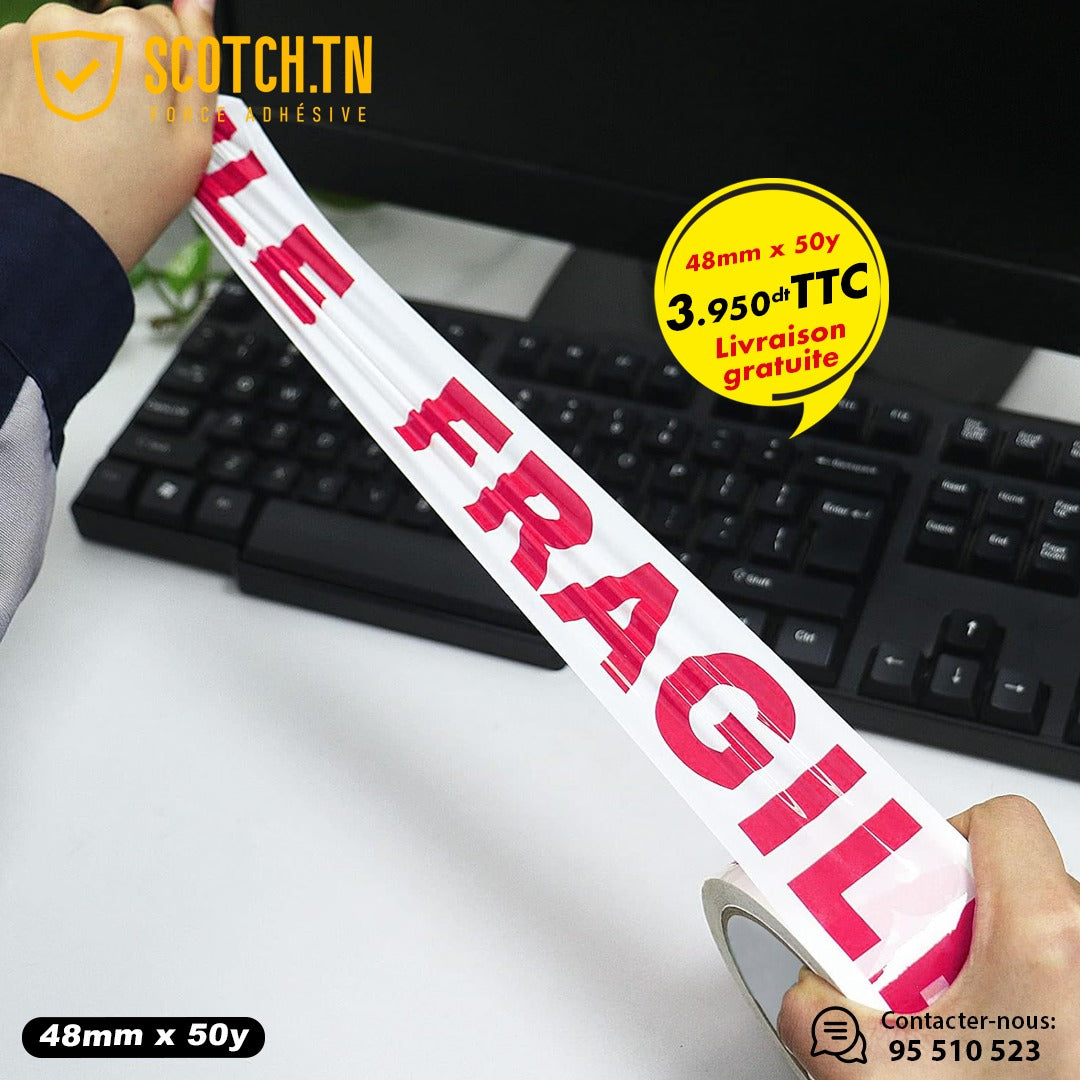 Scotch Imprimé "Fragile" 50y x 48mm